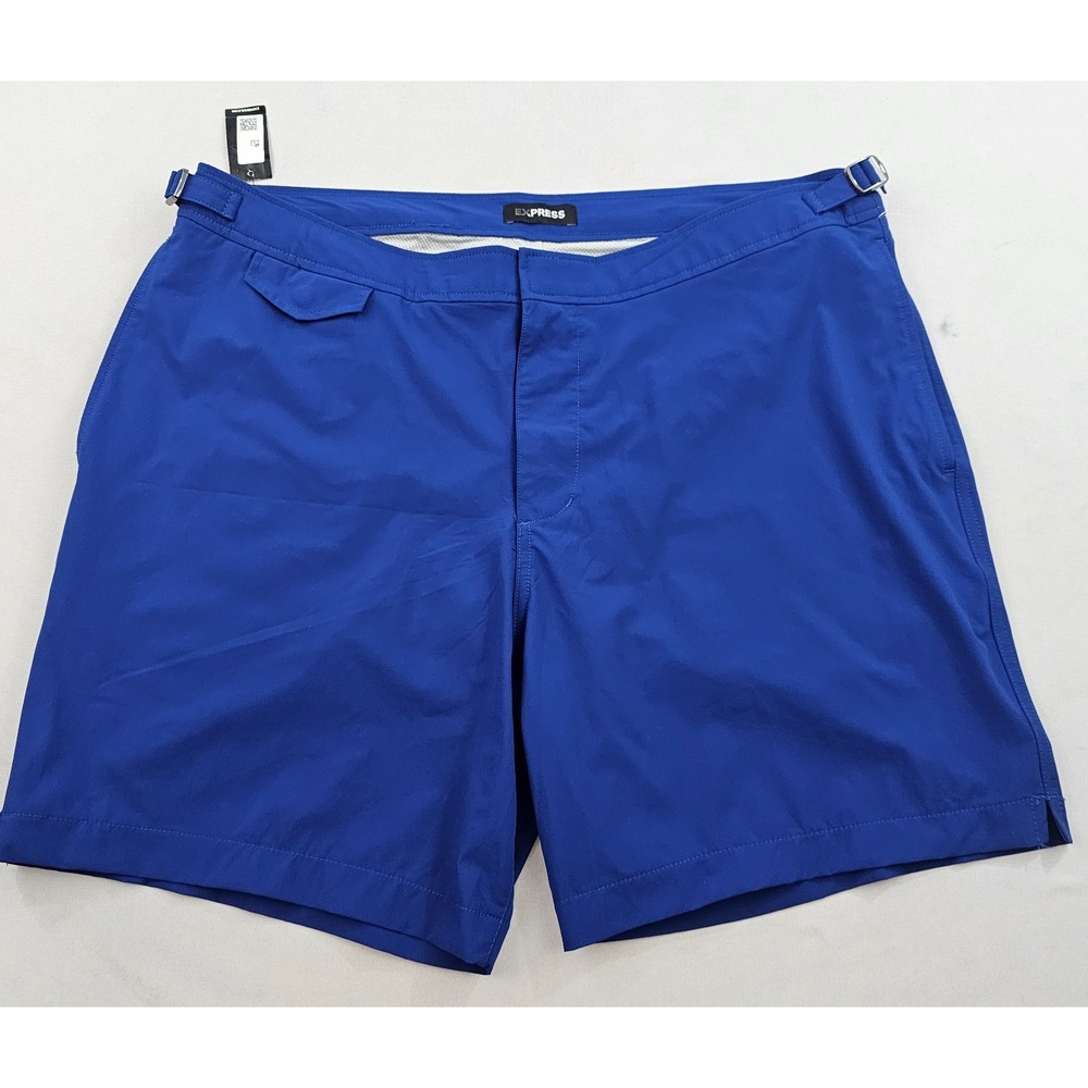 Express Mens Hybrid Swim Trunks Shorts Blue Stretch Zip Pockets Size 38 36136513